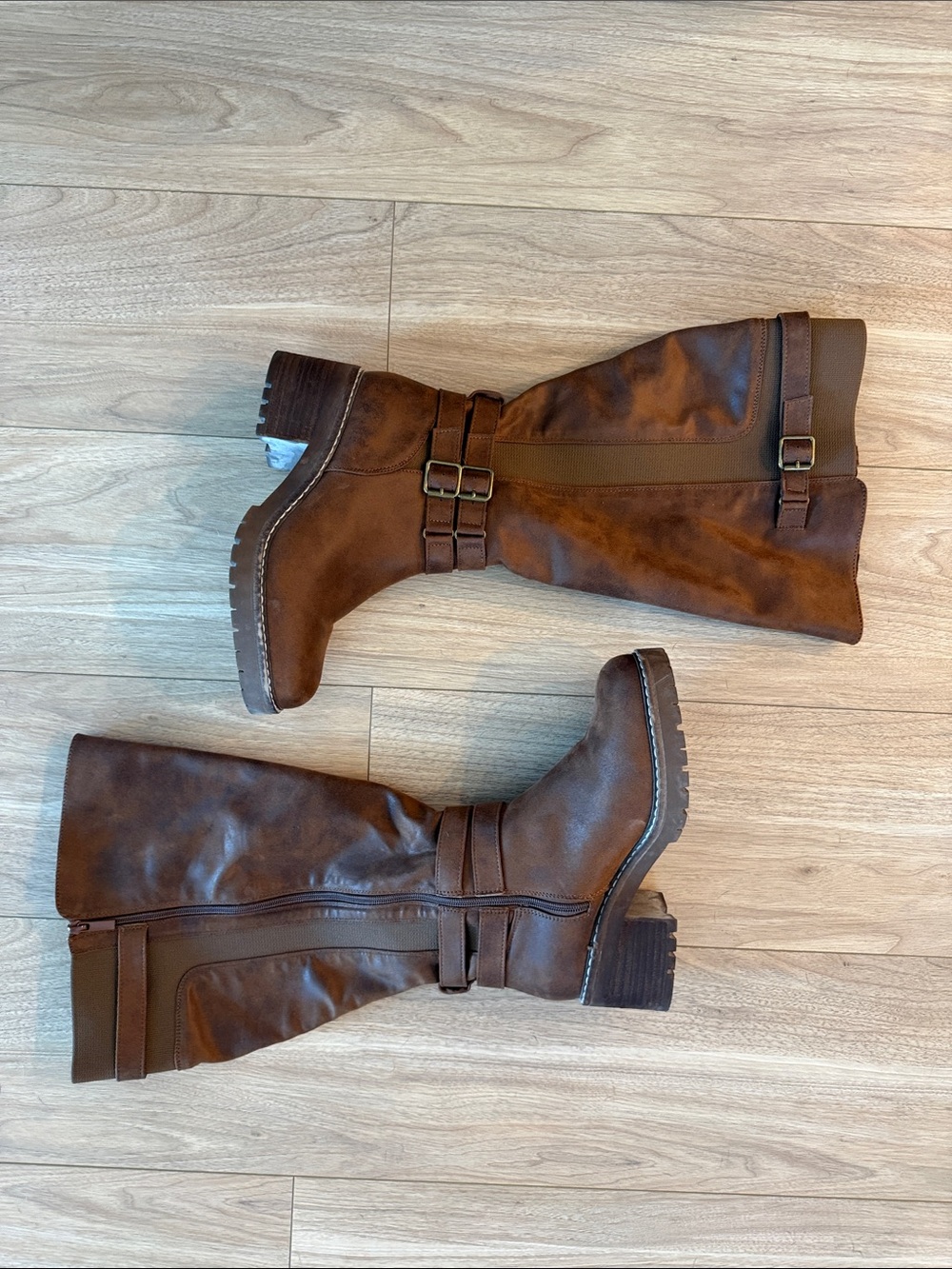 Torrid tall brown chunky heel boots